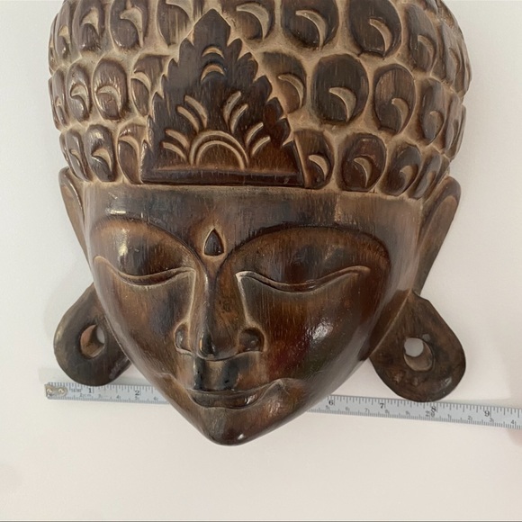 Vintage Tibet Buddha Wood Carved Mask - Picture 5 of 7